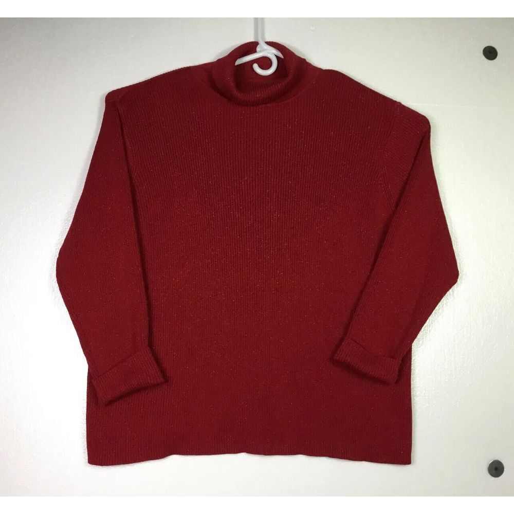 Karen Scott Womens Sweater Size 3X Luxsoft Red Turtle neck long sleeve